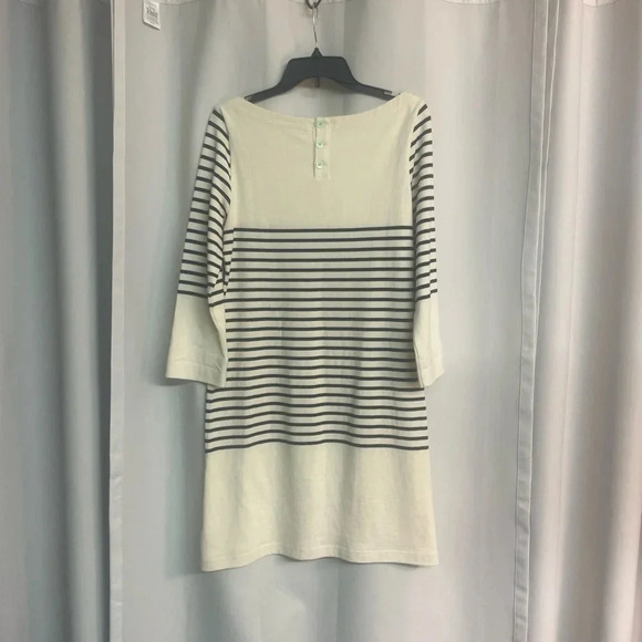 Anthropology Allihop dress black stripe cream base size Medium - Picture 2 of 5